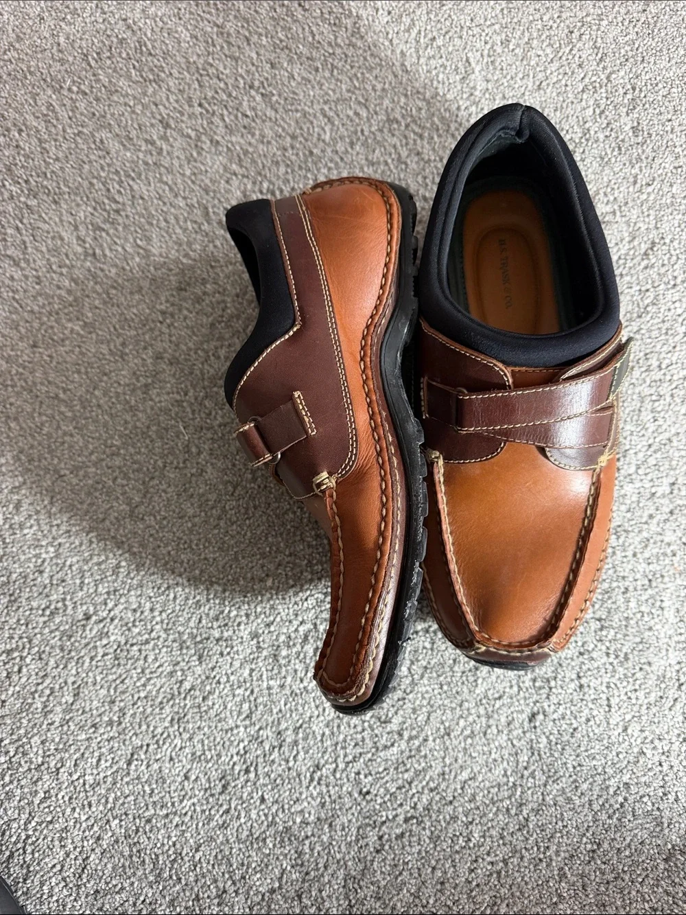 H.s. Trash & Co. Men's Brown Leather Slip-On Casual Loafers 12W